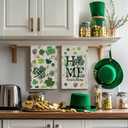 2 x Artoid Mode Wood Clover Shamrock St.Patrick's Day Kitchen Dish Towels, 18x26 Inch Farmhouse Holiday Spring Decoration Cleaning Set of 2