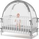Crib Tent - Crib Net to Keep Baby in, Stop Baby from Climbing Out of Crib, Pop Up Baby Crib Tent with Double Zip Strong Rods and Breathable Net Clear Visibility Easy to Install (Grey, Large) (Gray)