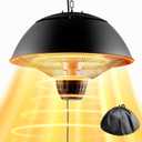 Electric Outdoor Heater, 1500W Hanging Ceiling Mounted Infrared Patio Heater for Outdoor Use, Waterproof Electric Heater for Porch, Balcony, Garage, Adjustable Height, Black