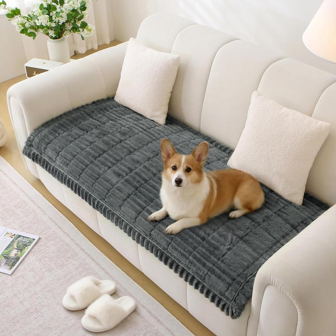 Pet Couch Covers for Sofa Washable Non Slip Dog Couch Cover Protector Pet Friendly Mat for 3 Cushion Sofa (Dark Grey, 27.6" x 59.06")