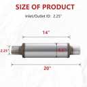 LCGP 2.25" Exhaust Mufflers, 2.25'' Inlet & Outlet Universal Muffler, 20'' Overall Length Stainless Steel Resonator Straight Through Design Exhaust Tip(2.25" Intet 2.25" Outlet, 2 Pack)