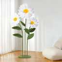 Mverse Giant Standing Flowers with Heavy Duty Base, 5-7ft Life Size Artificial Paper Dasiy Decorations for Wedding Backdrop, Nursery Wall Decor & Luxury Party Photo Booth Props (White)