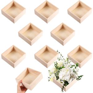 Yookeer 10 Pack 24 Pack Unfinished Wooden Box, 6 x 6 Inch Square Rustic Wooden Box Craft Storage Organizer for Storage, Art Collectibles, Home Decor, Desktop Decor, Plant Pot, Drawer, DIY Craft