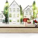 DIYASY Christmas Tabletop LED Lighted Decorations, Wooden Table Centerpiece Decor Rustic Farmhouse Signs Xmas Tree Dcor Winter Holiday Block Holiday Indoor Outdoor Room Party