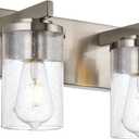 BONLICHT 2-Light Brushed Nickel Wall Sconce Lighting with Clear Glass Shade, Industrial Indoor Bathroom Lights Over Mirror, Modern Vanity Light Fixtures for Porch Entryway Stair