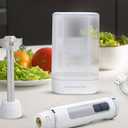 OVENTE Cordless Immersion Hand Blender, Rechargeable Handheld Portable Stick Mixer with 8 Mixing Speed Option, One-Touch Control and Stainless Steel Blades for Smoothies, Shakes or Soups, Black HR781B (White - 200 Watts)