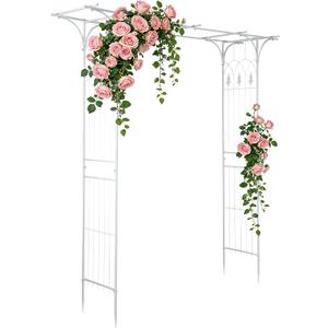 Garden Arbor, Arch Archway for Wedding Ceremony Party, Steel Garden Trellis for Plant Climbing, Christmas Garden Decorations Pergola for Garden, Backyard, Lawn (White)