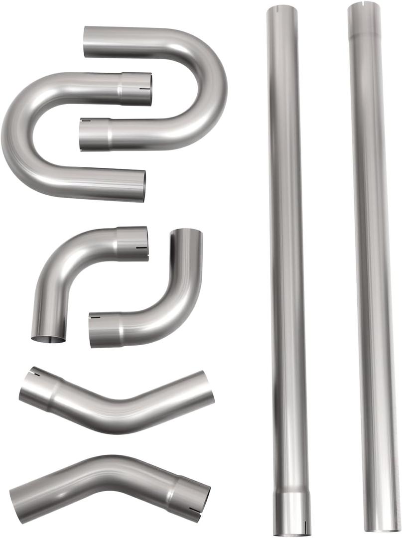 409 Steel 3'' Inch DIY Custom Mandrel Exhaust Pipe Tube Pipe,48'' Straight Pipe,3'' OD Straight & Mandrel Bend Pipe(45/90/180 Degree) Kit,Custom Fitment For Exhaust System 8PCS