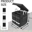 55L Car Trunk Organizer with Reflective Stripes.1680D Polyester Folding Car Organizer with Reinforced Handles, Folding and Multi-Compartment, Storage for SUV, Truck, Sedan (Black, 28L)