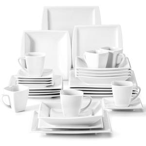 MALACASA Plates and Bowls Sets, Square Dinnerware Sets for 6 (30pcs), Series Blance MALACASA Plates and Bowls Sets, Square Dinnerware Sets for 6 (30pcs), Series Blance