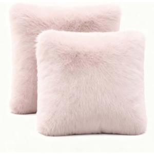 ZYFZCLBL Pack of 2 Faux Fur Throw Pillow Cover, Decorative Pillow Cover Luxury Soft Cozy Fluffy Pillow Covers for Bed/Couch, 24" x 24" Inch, Pink