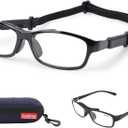 SooGree Sports Goggles Glasses Football Soccer Safety Glasses Goggles Adjustable Strap Interchangeable Temples for Men Youth (Black Frame Black Nose Pad)