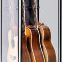 Guitar Display Case with Humidity Control, 270 Tempered Glass for 1-3 Guitars & Ukuleles, Digital Hygrometer, Lockable, 45-60% RH, Small