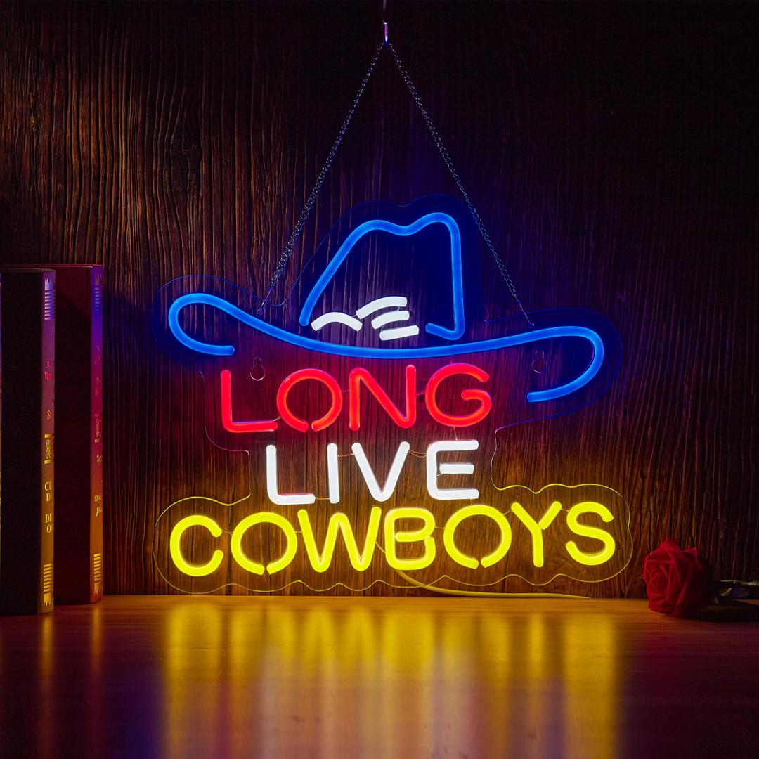 Long Live Cowboy Neon Sign for Wall Décor LED Cowboy Neon Sign Decor Light.
