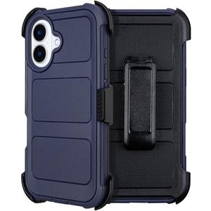 Saiboro for iPhone 17 Belt Clip Case Holster with Stand, Shockproof Heavy Duty Rugged, 2 Layers of Sturdy for iPhone Case 17,for Protective iPhone 17 Case Defender(Blue)