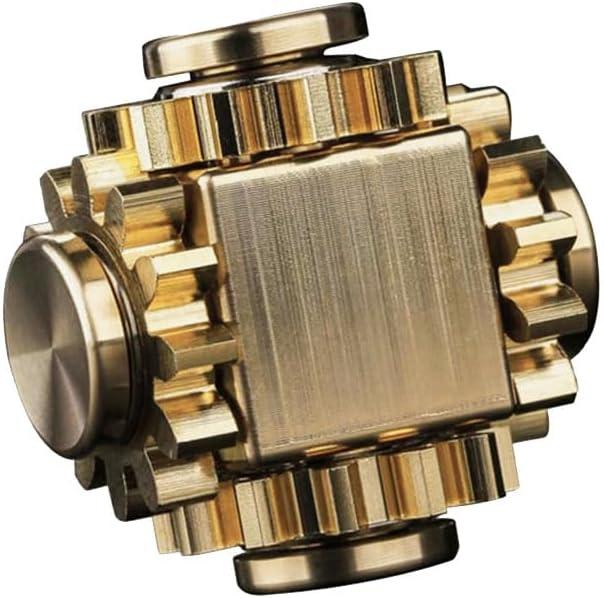 Pure Brass Cube Gears Linkage Fidget Spinner Toy,Metal DIY EDC Focus Meditation Break Bad Habits ADHD for Adults High-Speed Precision Brass Material