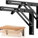 Ravinte 2 Pack 12 Inch Folding Shelf Brackets Matte Black, Heavy Duty Collapsible Brackets for Tables and Benches Space-Saving Design