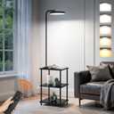 LED Floor Lamp with Table, 25W/ 3000LM Super Bright Floor Lamp with Remote, End Table with Lamp Attached Stepless Dimmable, Side Tables with Lamp with 350° Rotating Head for Living Room Bedroom Office