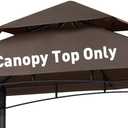 OLILAWN Grill Gazebo Replacement Canopy Roof, 5' x 8' Outdoor BBQ Gazebo Canopy Top Cover, Double Tired Grill Shelter Cover with Durable Polyester Fabric, Fit for Model L-GG001PST-F, Brown