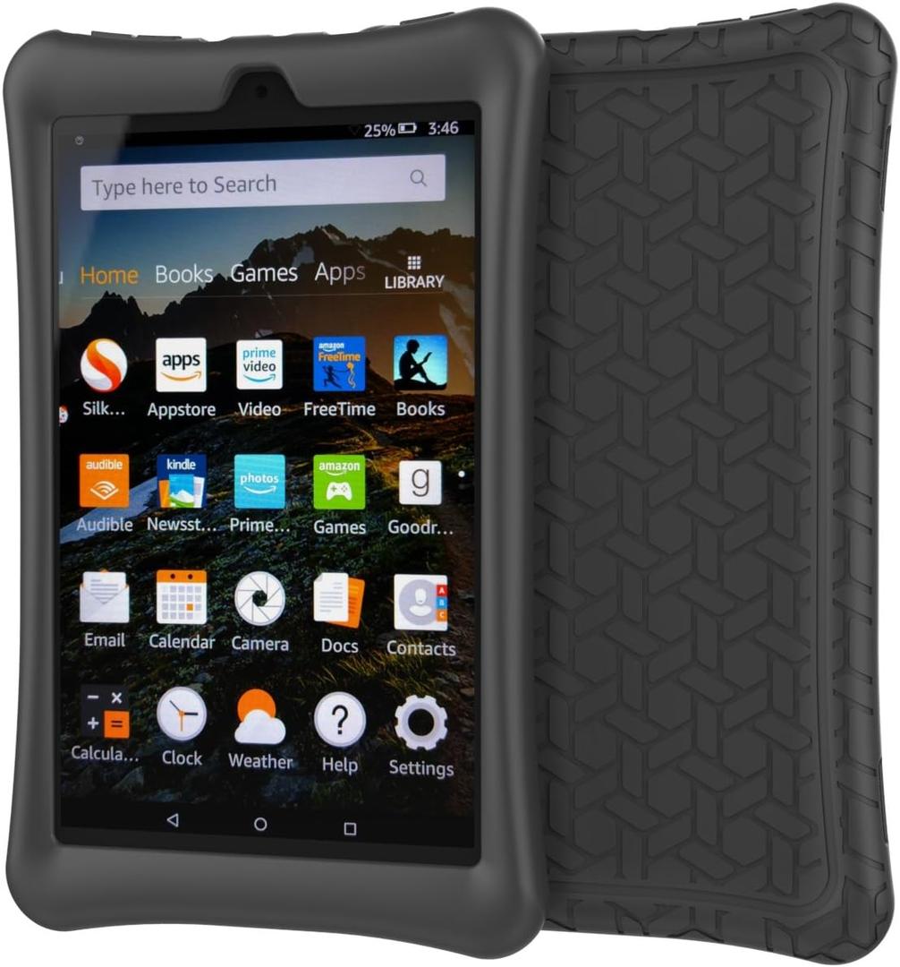 11189 Amazon Fire HD 8 Black Case Protective Silicone Rubber Tablet Cover