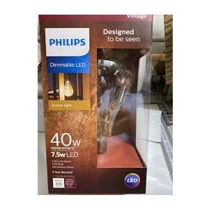 Philips 40Watt Equivalent A50 Dimmable Vintage Glass Edison LED Large Bulb 2000K Philips 40Watt Equivalent A50 Dimmable Vintage Glass Edison LED Large Bulb 2000K