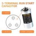 60+5 uF 60/5 MFD (3~80 uF Options Available) uf 7% 370/440 CBB65 CBB65B Volt VAC Dual Run Start Round Capacitor - Compatible with Condenser Straight Cool or Heat Pump Air Conditioner