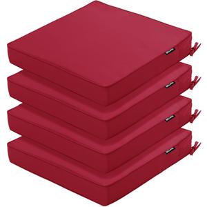 Outdoor Chair Cushions 16 x 17 Inch, Set of 4, Waterproof Patio Chair Cushions with Tie 5 Year Color Fastness Thick Outdoor Seat Cushion for Garden Lawn Patio Furniture Burgundy (17*16*2 Inch (Square)) Outdoor Chair Cushions 16 x 17 Inch, Set of 4, Waterproof Patio Chair Cushions with Tie 5 Year Color Fastness Thick Outdoor Seat Cushion for Garden Lawn Patio Furniture Burgundy (17*16*2 Inch (Square))