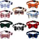Weewooday 10 Pcs Breakaway Cat Collar with Bow Tie and Bell, Kitten Collar for Cat, Adjustable Cute Plaid Safety Kitty Collars for Birthday Pet Christmas Party Supplies, 10 Styles