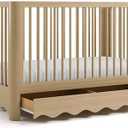 Storkcraft Casablanca Convertible Crib with Drawer and Toddler Guardrail (Driftwood) – GREENGUARD Gold Certified, Toddler Bed Conversion Kit Included, Fits Standard Crib Mattress, Crib with Storage