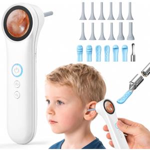 Ear Camera with 1.21 Screen, 1080P HD Digital Otoscope Ear Scope with 4 LED Lights, Ear Cleaner Camera with 10 Ear & Nose Tips, 6 Ear Pick Tools, Skin Probe, Type-C Charging for Adults Kids Pets