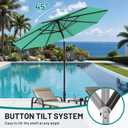 AreShark 9FT Patio Umbrella with Solar Lights, 32 Lighted Pool Umbrella w/Tilt and Crank, Outdoor Market Solar Umbrellas for Garden, Deck, Backyard, Pool and Beach, Cerulean