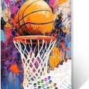 Basketball Theme DIY Paint by Number for Adults,Slam Dunk Paint by Number for Kids Beginner,Graffiti Style Interior Decoration Acrylic Painting by Number Wall Art Home Decor 16x20Inch Frameless
