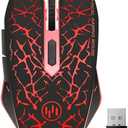 VEGCOO C12 Wireless Gaming Mouse,Rechargeable Mice Silent Click Cordless Mouse with 6 Buttons PC Gaming Mice Advanced Technology with 2.4GHZ Up to 2400DPI for PC Laptop (Red)