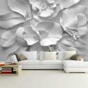 WFBHUA-3d Gray Floral Wallpaper Mural Black and White Embossed Peony Flowers Butterfly Wallpaper for Living Room Bedroom(Not Peel and Stick)