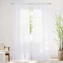 NICETOWN White Sheer 96 inches Long Curtains for Living Room, Rod Pocket Lightweight Drapes Voile Sheer Air & Breathable Window Treatments for Bedroom, W42 x L96, 2 Panels