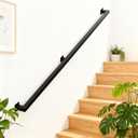 6FT Stair Railing Indoors, Metal Hand Rails for for Stairs Hallway Corridor, Wall-Mounted 500lb Capacity, 2 Sections, Black