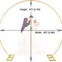 8FT Gold Round Backdrop Stand Large Circle Metal Floral Balloon Frame Wedding Arch Stand for Wedding, Birthday Party, Baby Shower, Graduation, Anniversary, Candy Tables Celebration