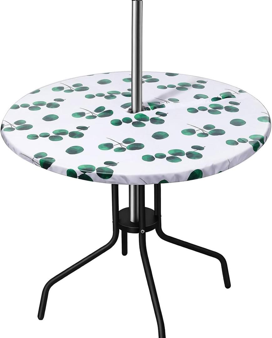 SUQ I OME Outdoor Tablecloth, Green Leaf, Small, 47"
