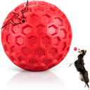 DISSKNIC Indestructible Squeaky Dog Balls for Aggressive Chewers, Interactive Dog Toys for Aggressive Chewers for Relieving Anxiety, Dog Chew Toy Balls for Small Medium Large Dogs, Outdoor Dog Toys (Red)