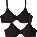 Fruit of the Loom Women's Multi-Pack Unlined Underwire Cotton Bra (36D, Black Hue/Black Hue)