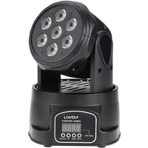 Lixada Moving Head Light 7x10W Moving Head 4 In 1 RGBW Professional 9/14 Channels DMX-512 DJ lights 100W AC 100-240V Sound Active for KTV Club Bar Party Disco DJ Show Bands