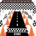 33 Pcs Race Car Party Decorations, Kids Party Decoration, Race Car Cups with Straws, Racing Checkered Flags, Racetrack Floor Runner and Racing Car Themed Tablecloths for Birthday Party Decoration