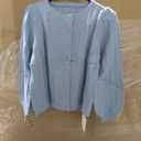 Cicy Bell Womens Button Down Knit Cardigan Fall Long Sleeve Lightweight Open Front Casual Crew Neck Sweater Tops, S