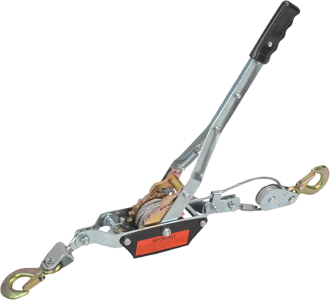 2 Ton Dual Gear Power Puller, Come Along Pulling Tool with 2 Hooks
