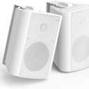 Herdio 4 Inch 200 Watt Outdoor Indoor Bluetooth Speakers,Wall Mount Waterproof Wired for Patio, Deck,Yard, Garage(White)