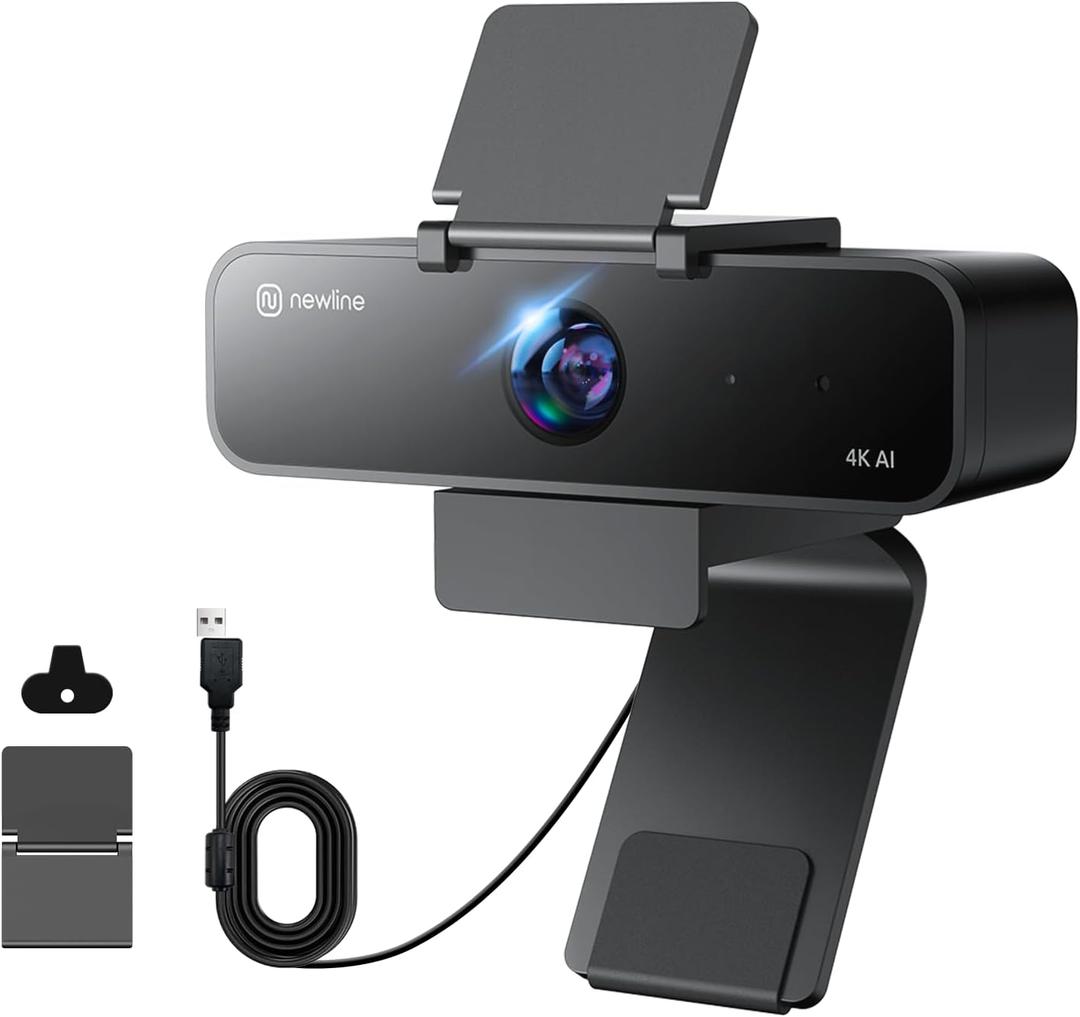 4K Webcam with Microphone, AI Presenter Tracking, Gesture Control, 95/78/65 FOV, Plug & Play, PC Camera with Privacy Cover for Laptop, Zoom, Teams