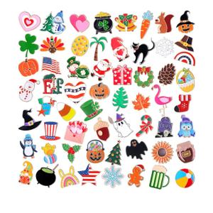 Yinkin 45 Pcs Holiday Enamel Pins Bulk Valentines Day Winter St. Patrick's Easter Enamel Brooch Pin Set for Backpack Lapel Mixed Holiday Badge Gift