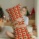 Green Christmas Tree Body Pillow Cover 20x54, Vintage Red and Green Christmas Tree Crochet Pattern Long Body Hug Pillow Pillowcase for Bed Couch Kids Adults