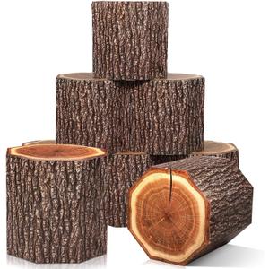 6 Pcs Western Cowboy Party Decorations Wood Grain Tree Stump Shaped Boxes Fake Tree Stump Large Boxes Cow girls Party Centerpieces for Fall Halloween Christmas Wedding Photo Booth Props Decorations
