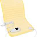 Deepsoon Heating Pad,Electric Heating Pads for Back, Neck, Abdomen, Moist Heating Pad for Shoulder, Knee, Arms, Legs, Dry/Moist Heat & Auto Shut Off, Christmas Gifts for Men and Women, Light Yellow, 24x12 Inch